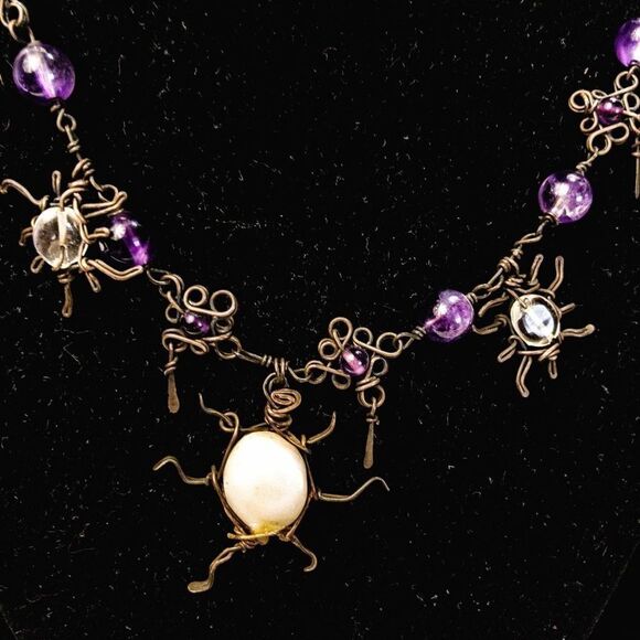 Bronzed Wire and Bead Matinee Necklace - Picture 4 of 7